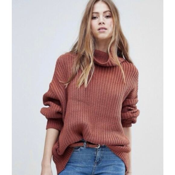 Free People Swim Too Deep Marsala Chunky Knit Sweater - Picture 2 of 5